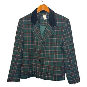 Vintage Norton Mcnaughton Tartan Plaid Wool Blend Blazer Size 10P